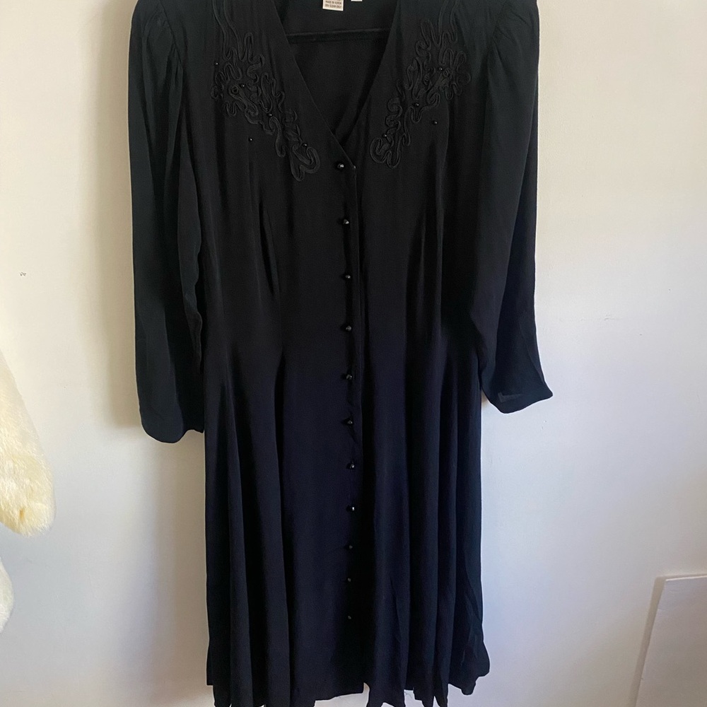 Karin Stevens Women's Plus Size Petite Long Sleeve Black Dress Goth Whimsigoth